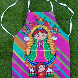 Lady of Guadalupe Adult Apron One Size handmade. Mandil de la Virgen de Guadalupe. Mexican Apron. Little Lady of Guadalupe Apron.  Unisex