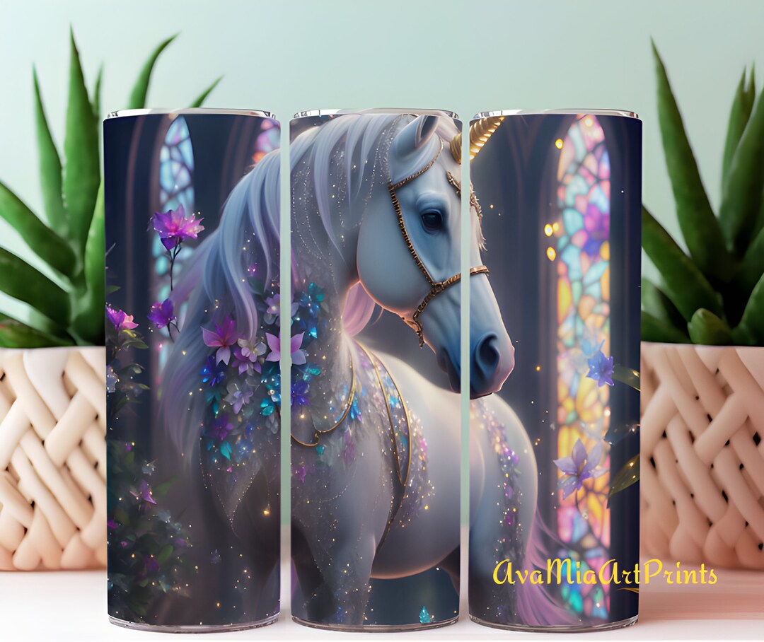 20 Oz Skinny Tumbler Sublimation Design Magical Unicorn Instant Digital ...