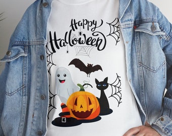 Happy Halloween Unisex Heavy Cotton Tee | Great Gift For Fall | Fun Trick Or Treating TShirt