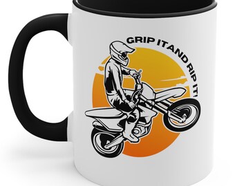 Grip It And Rip It Motocross Coffee Cup | Great Gift Idea For The Dirt Bike Riders | Fun Moto Cross Coffee Mug Skills Class Bryce
