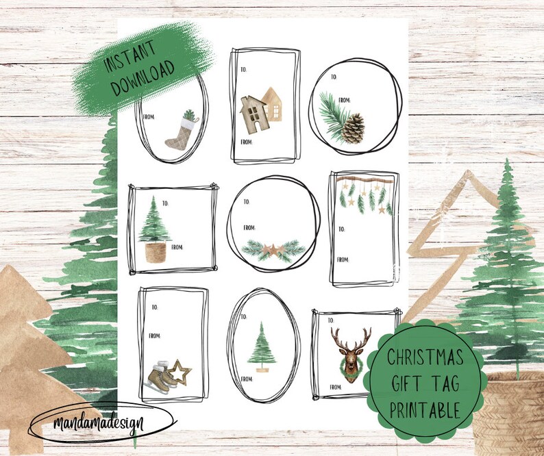 Rustic Christmas Gift Tags Printable Digital Download - Etsy