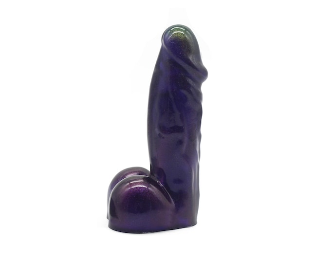 Purple Phallus, Resin Penis, Phallic Sculpture, Penis Figurine, Resin Penis Sculpture, Fascinus, Good Luck Charm, Circumcised Phallus