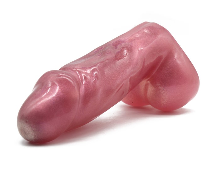 Large Phallus, Peach Translucent Pigment, Resin Penis, Phallic Penis Figurine, Resin Penis Sculpture, Good Luck Charm, Circumcised Phallus