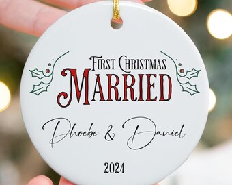Personalised First Christmas Married Ornament, Newlywed Gift