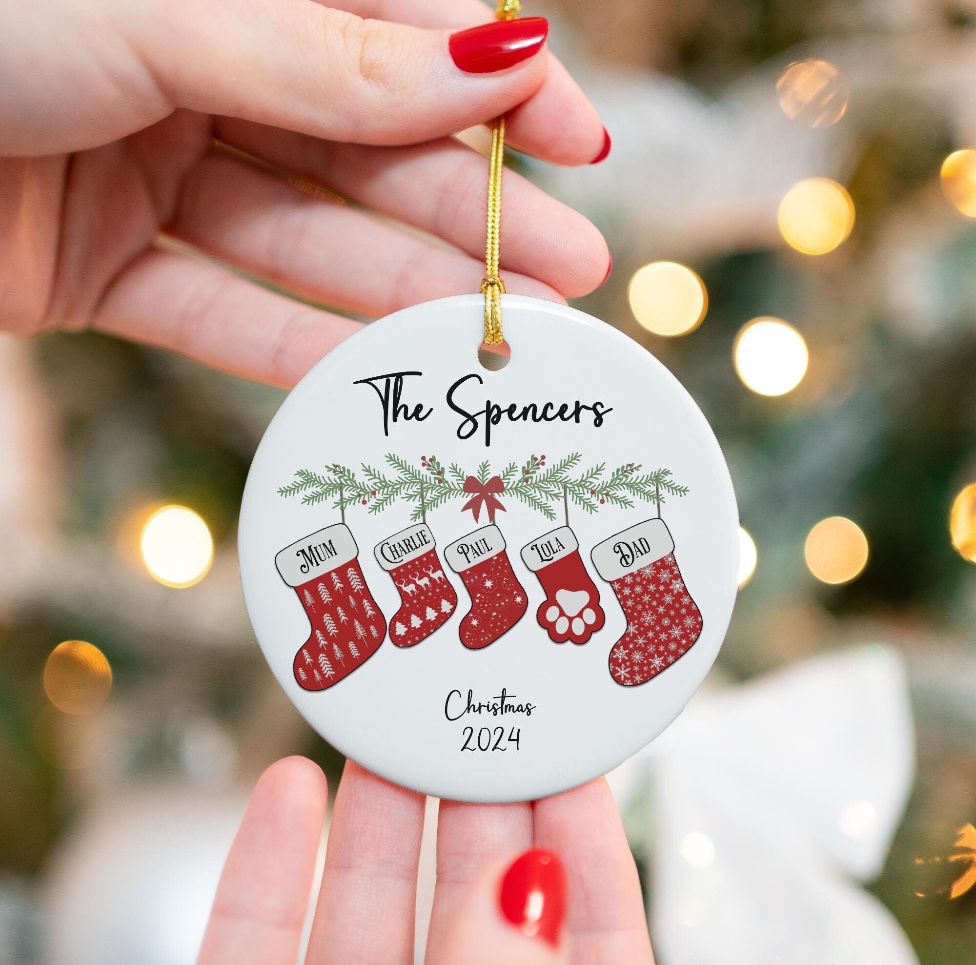 Personalized Family Christmas Ornament, Custom Christmas Gift, Family of 3/4/5 customised tree decoration