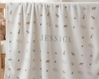 Personalized Baby Blanket: Jungle Animal Soft Fleece Throw