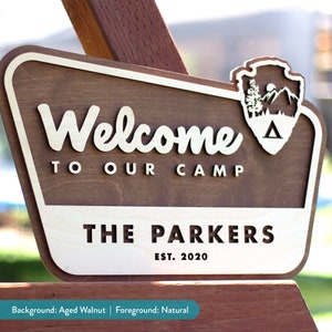 Letrero personalizado del Servicio de Parques Nacionales, letrero de bosque nacional con nombre de familia, letrero de bienvenida con apellido personalizado, letrero de bienvenida con apellido en la naturaleza