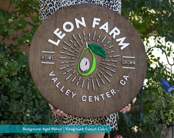 Circular Custom Logo Wood Sign - Personalized Round Circle Signage