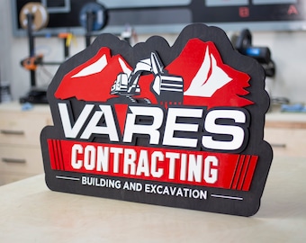 Double-Sided Custom Contour-Cut Wood Business Logo Sign