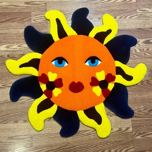 Mexican Folk Art Sun Tufted Rug