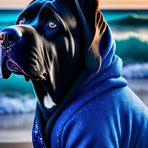 Carte de souhaits / Greeting card | Cane Corso en chandail bleu/Cane Corso with blue sweater