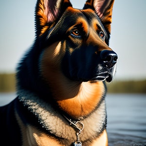 German Shepherd Greeting Card, Birthday card, dog lover Greeting card, German Shepherd in water