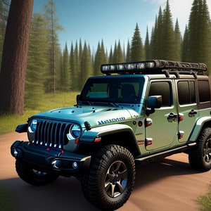 Carte de souhaits / Greeting card | JEEP vert / Green JEEP