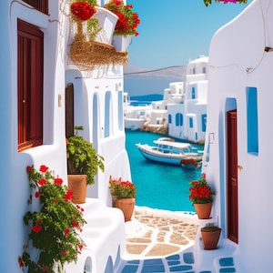 Mykonos Greeting Card, Art Card Print, Greece Art Card For Travel Letter  Greeting card / Greeting card | Mykonos - Greece /Mykonos- Greece