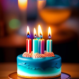 Happy Birthday Cake Candles Card for Her, Birthday Card for Kids, Greeting card / Birthday cake