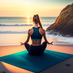 Beach Yoga! Yoga on the Beach. Beautiful pastel colors. Yoga on the beach at sunset Greeting card.
