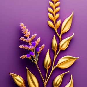 Carte de souhaits / Greeting card | Plantes or / Gold plants