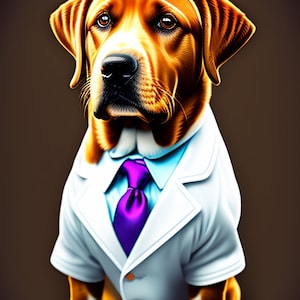 Carte de souhaits / Greeting card | Labrador avec une cravate / Labrador with a tie