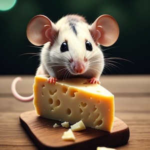 Wenskaart | Muis die kaas eet voor Wijn- en kaasavond