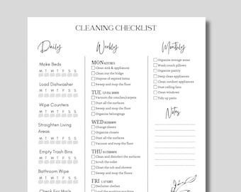 Printable Cleaning Schedule, Working Moms, Cleaning Checklist, House Chores Chart, Weekly room by room tasks, Daily to do list, ready print