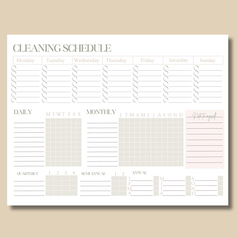 Cleaning Checklist, Printable Cleaning Schedule, Editable Cleaning ...
