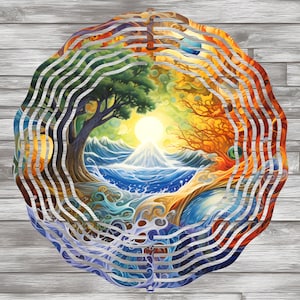 Gli elementi - vento, acqua, fuoco e terra - girandola a vento per sublimazione - PNG