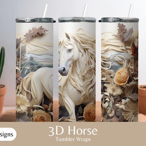 3D Horse Tumbler Wraps - Sublimation PNG