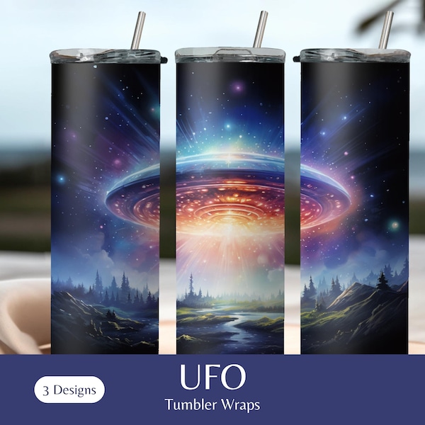 UFO Tumbler Wraps - PNG, Sublimation