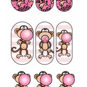 Monkey Bubble Gum Nail Decals Waterslide | Y2K Cartoon Nail Art | Cute  Nail Designs for Press-Ons