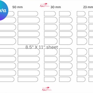Modèle rond Nail BLANK, 3 tailles, sticker nail art, emballage personnalisé, modèle d'ongle Canva, Cricut, imprimable, téléchargement immédiat