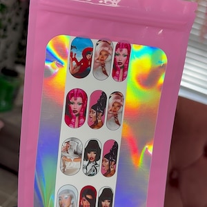 Cardi B Inspired Water Slide Nail Decals: Press ons- Acrylic