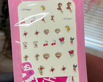 Y2k Nail designs, Y2k Nail decals, Old School Tattoo nail decal,  Vinatge Nail decal