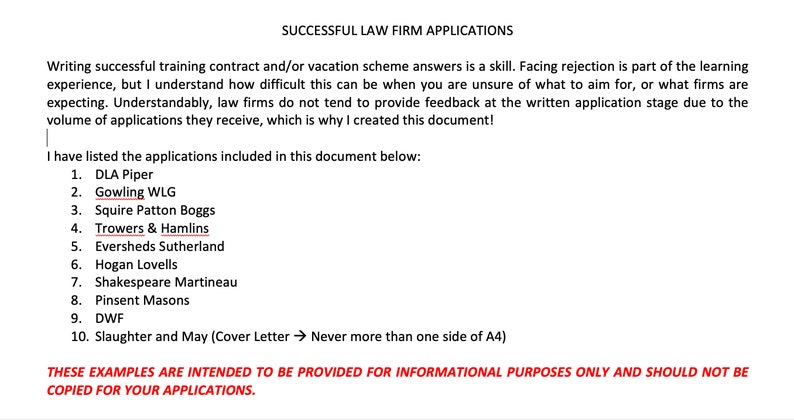 Successful Training Contract Applications - Etsy