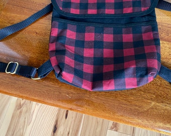 Waxed Canvas Plaid Backpack for Back-To-School