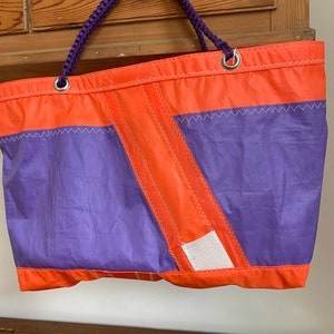Upcycled tote bag handmade from vintage Woods Hole windsurfer sail image 1