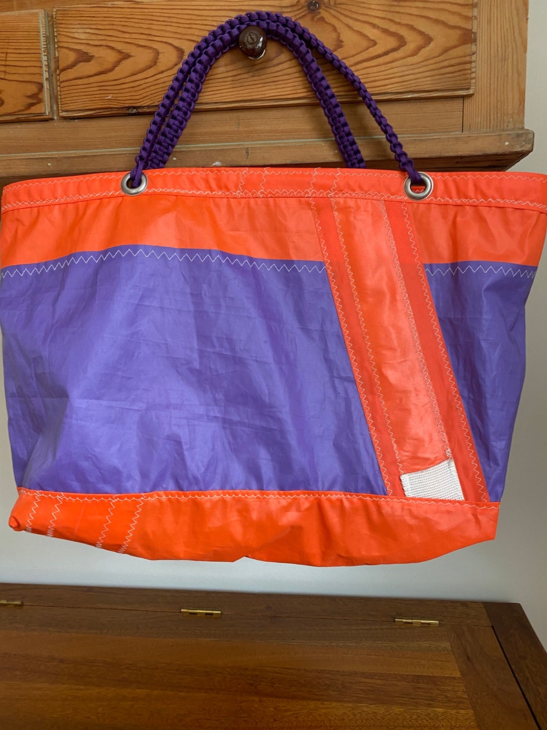 Upcycled tote bag handmade from vintage Woods Hole windsurfer sail image 3