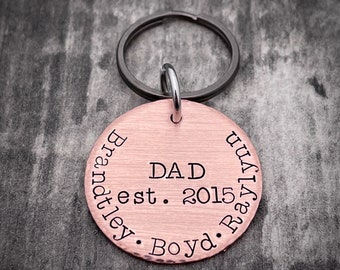 Dad Keychain | Father Keychain | Hand Stamped Keychain | Elements Keychain | Gift For Dad