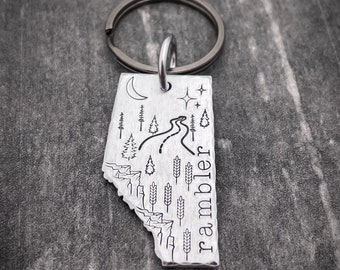 Rambler Keychain - Alberta Rambler Keychain - Alberta Keychain - Hand Stamped Keychain