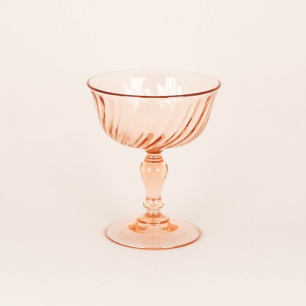 Vintage Rosaline Pink Swirl Optic Champagne Glass by Arc International, Cristal D'Arques-Durand Made in France