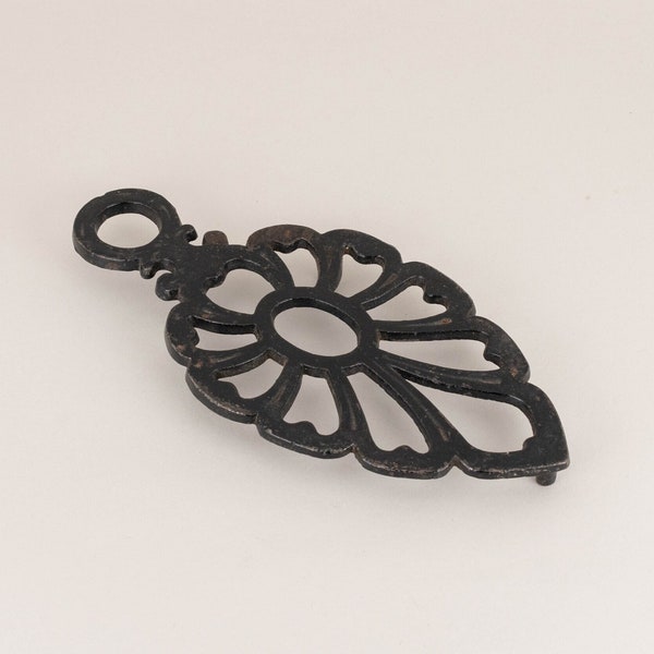 Japanese Footed Black Cast Iron Trivet, Vintage Iron Holder Made in Japan