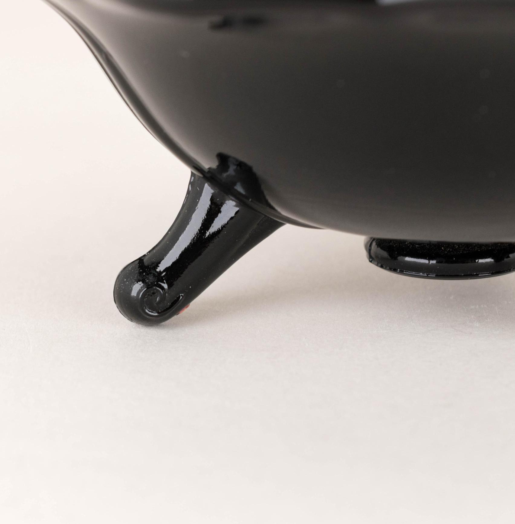 Vintage Fenton Black Amethyst Glass Tapered Candle Holder, Lotus
