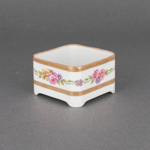 Small Antique B & Co Limoges France Square Cachepot, Porcelain Bonsai Planter, Floral Ring Dish, Gift for Daughter