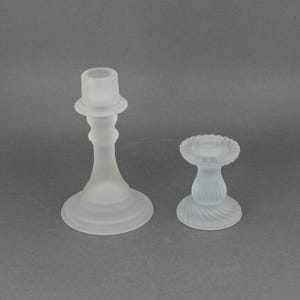Vintage Crystal Satin Glass Candle Holders, Replacement Frosted Candlestick Holders, Mid Century Home Decor Gift Idea