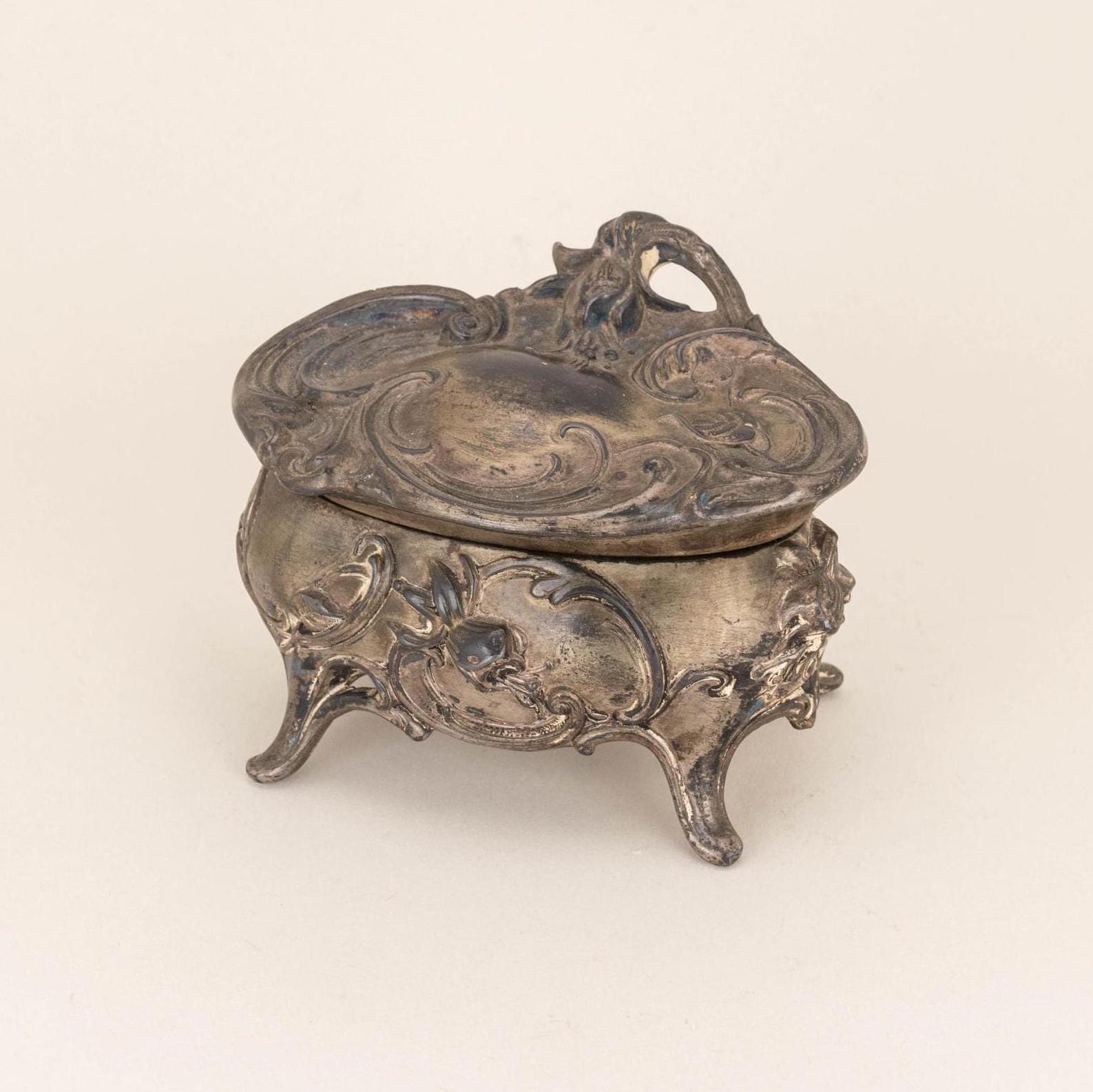 アンティーク雑貨 jewelry case Antique Art Nouveau Jewelry Casket Box, W.B. Mfg and Co (weidlich