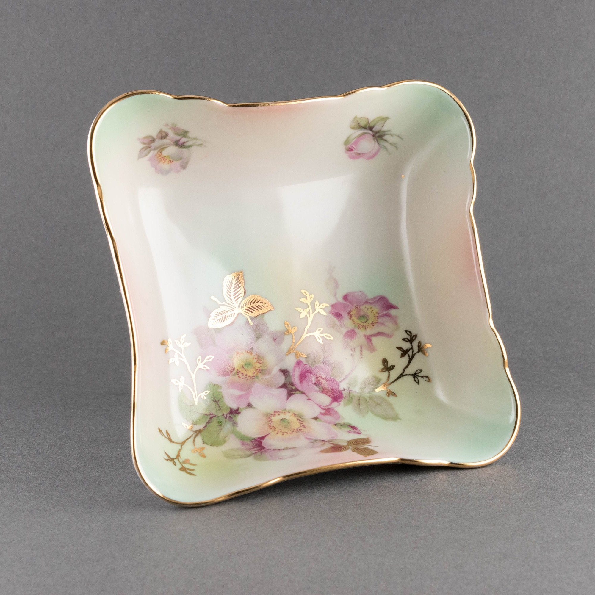 Vintage Wild Rose Schumann Arzberg Square Dish, Vintage Candy Bowl ...