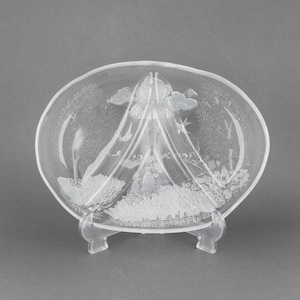 Mikasa Walther Glas Divided Clear Glass Serving Tray with Frosted Landscape People & Birds, Dinner Party Centerpiece, Housewarming Gift Idea