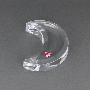 Crescent Moon Paperweight, Vintage Orrefor Crystal Paper Weight, Celestial Desk Accessory, Space Office Decor, Gift for Writer Author