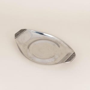 Vintage Stainless Steel Gravy Boat Underplate, Metal MCM Coin Tray, Small Mid Century Catchall Tray, Birthday Gift for Him