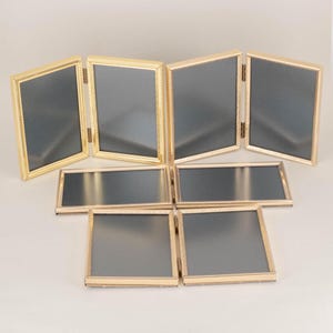 Vintage Double Hinged Photo Frames 3.5&quot; x 5&quot;, Bi-Fold Standing Picture Frames, Mid Century Office Decor, Housewarming Gift Idea