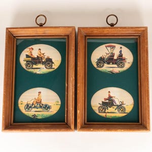 1950s Framed Antique Car Prints Set of 2, Automobile Man Cave Decor, Father's Day Gift
